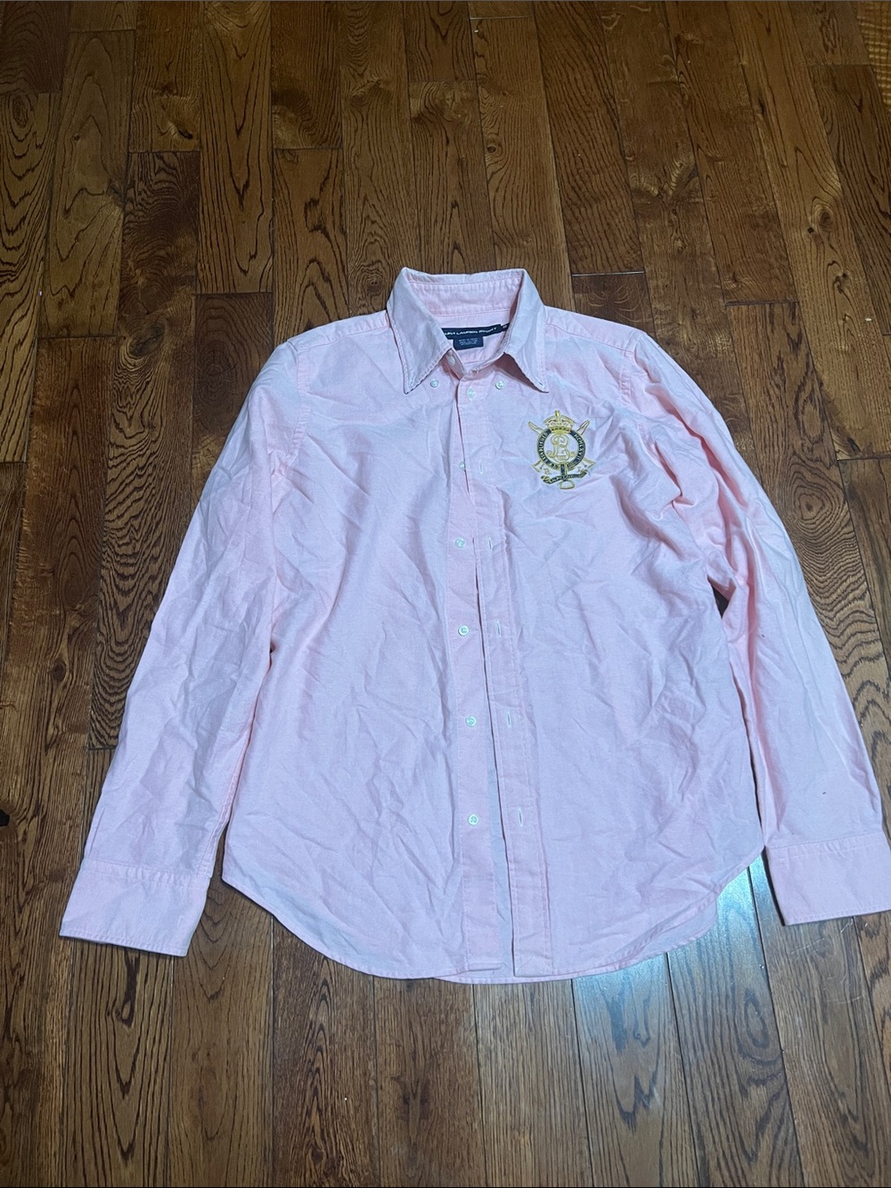 Ralph Lauren Light Pink Button-Down Shirt with Embroidered Crest